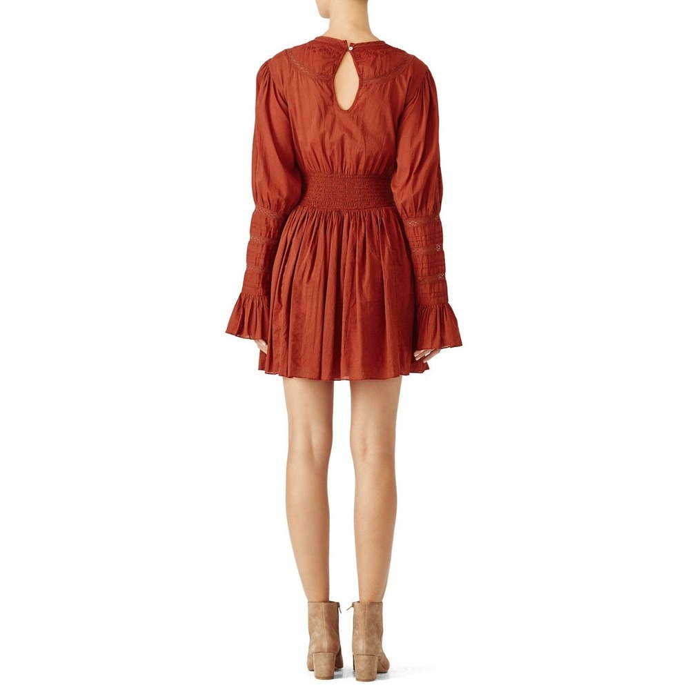 Free People Fall Embroidered Lace Victorian Bronze‎ Mini Dress 6 - Picture 4 of 14